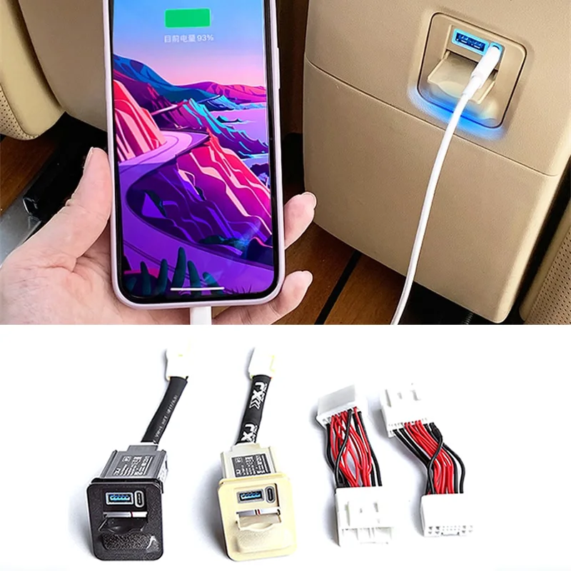 2015-2021 For Toyota Alphard Vellfire 30 USB Second Row Seat Car Fast Charger Dual Interface Retrofit interior accessories Light