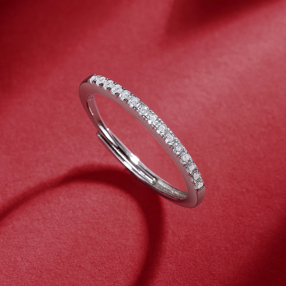 Moissanite Women's Ring Real 925 Sterling Silver adjustable rings Matching Wedding Diamond Band Female Single Tail Ring