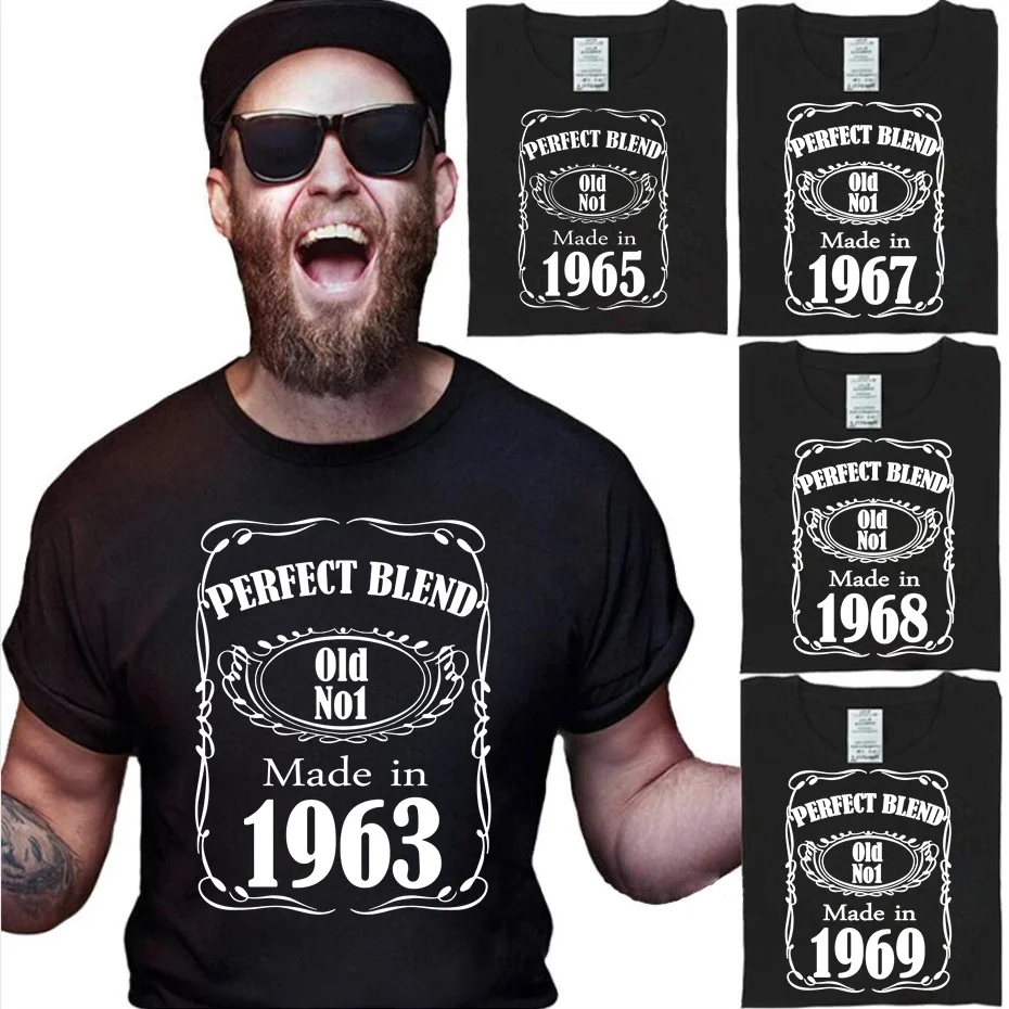 Funny T Shirt Husband Birthday Gift Retro T-Shirt Perfect Blend Old No. 1 Made In 1963 1965 1966 1967 1968 1969 Vintage Clothing