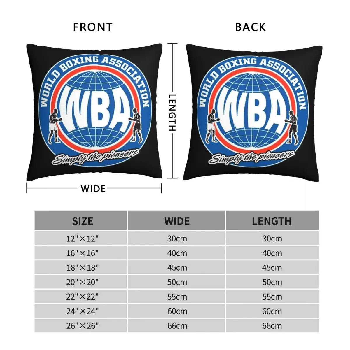 World Boxing Association Pillowcase Polyester Linen Velvet Pattern Zip Decor Throw Pillow Case Car Cushion Case 18