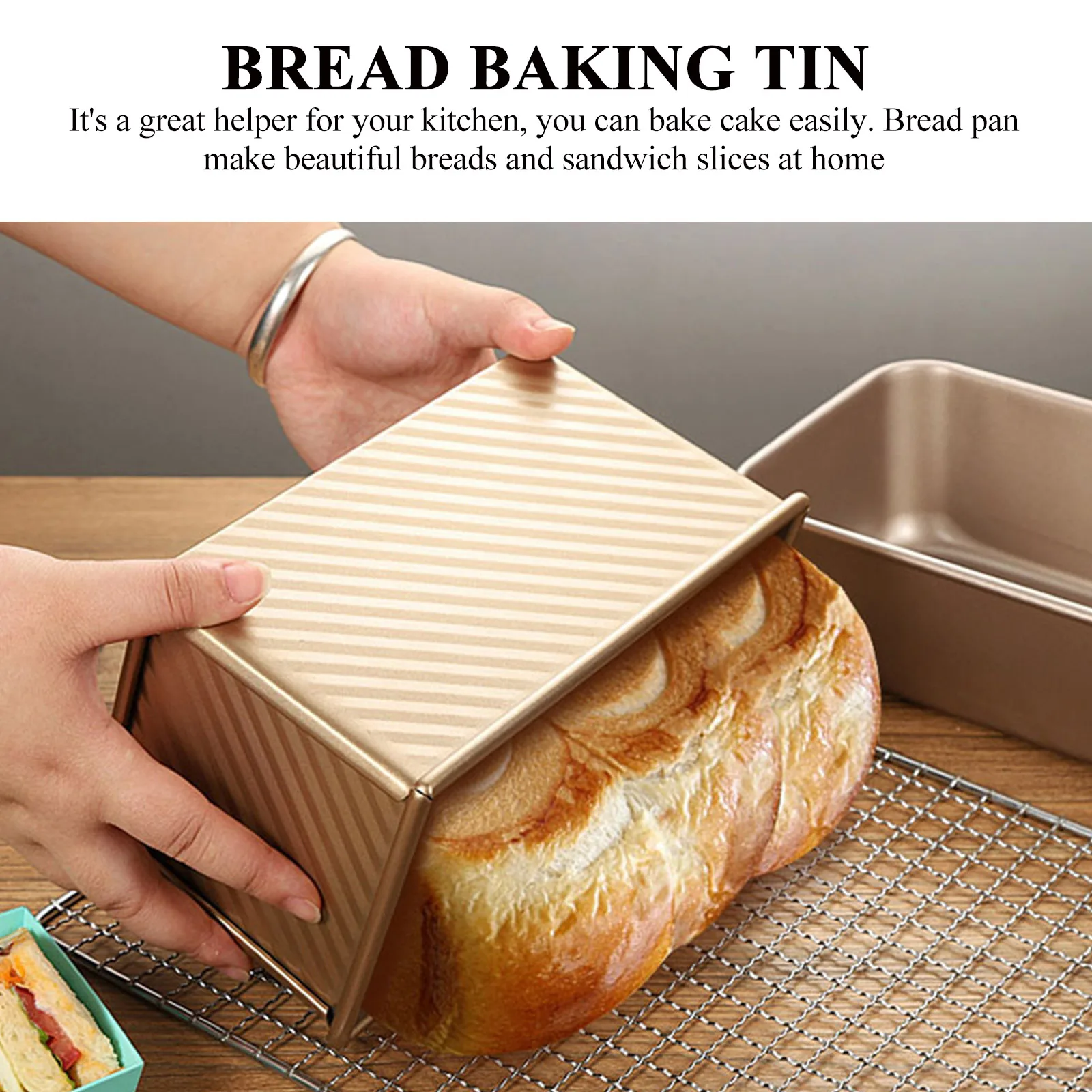 

Carbon Steel Bread Pan Lid Baking Mold Loaf Tin Sandwich Cake Non Stick Reusable Home Professional Use