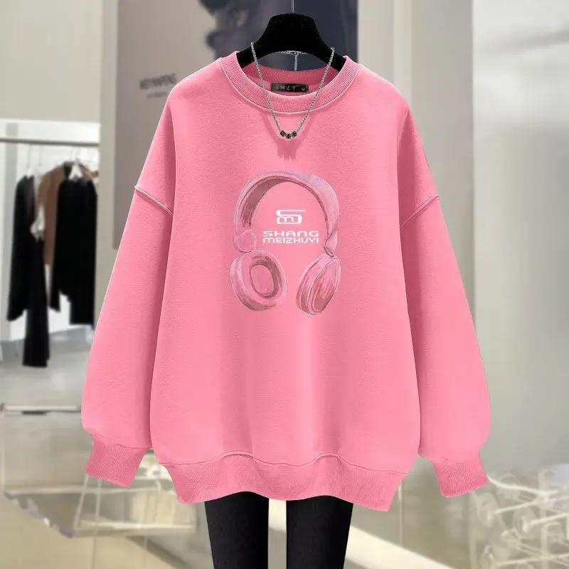 Autumn Winter Fashion Cartoon Printed Long Sleeve Sweatshirts Women Clothing Vintage Cotton Top Pullovers Casual Loose Hoodies