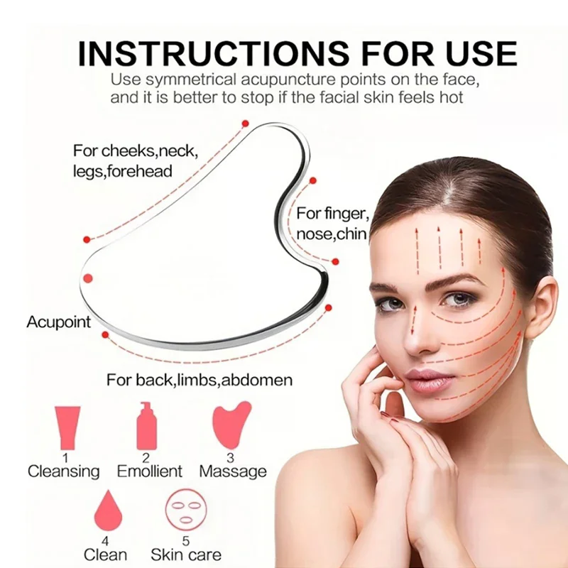 Stainless Steel Gua Sha Ice Face Roller Kit 3PCS Beauty Cooling Facial Tool For Lifting Puffiness Reduction Skin Care view 5