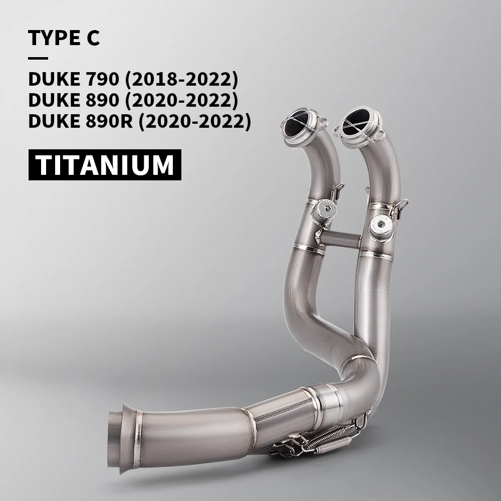 سبائك التيتانيوم الانزلاق على الهروب دراجة نارية نظام كامل العادم الجبهة الأوسط وصلة الأنابيب ل Duke790 DUKE 790 جميع السنوات