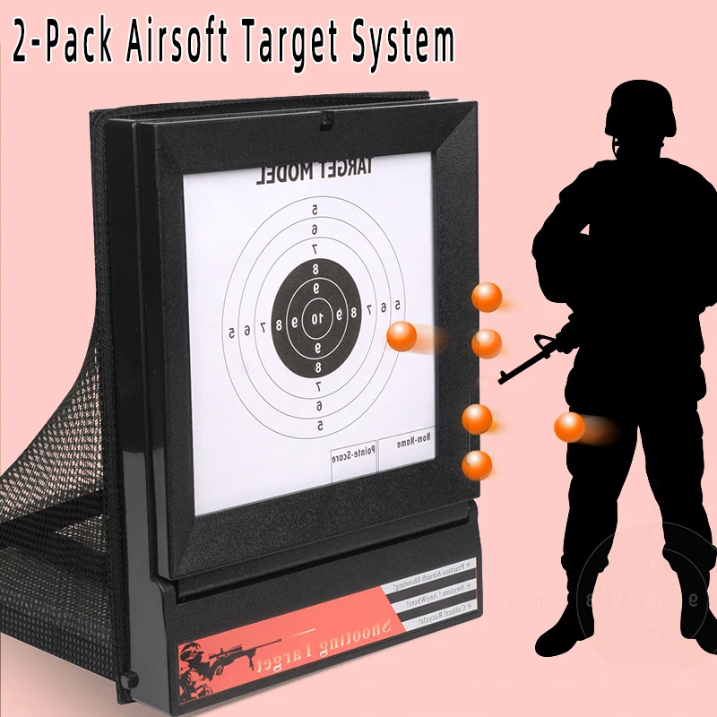 نظام الهدف Y9-2 Airsoft مع حامل شبكة الماسك على شكل مصيدة وهدف ورقي لتدريب إطلاق النار على الحبيبات BB، مناسب للداخلية #1