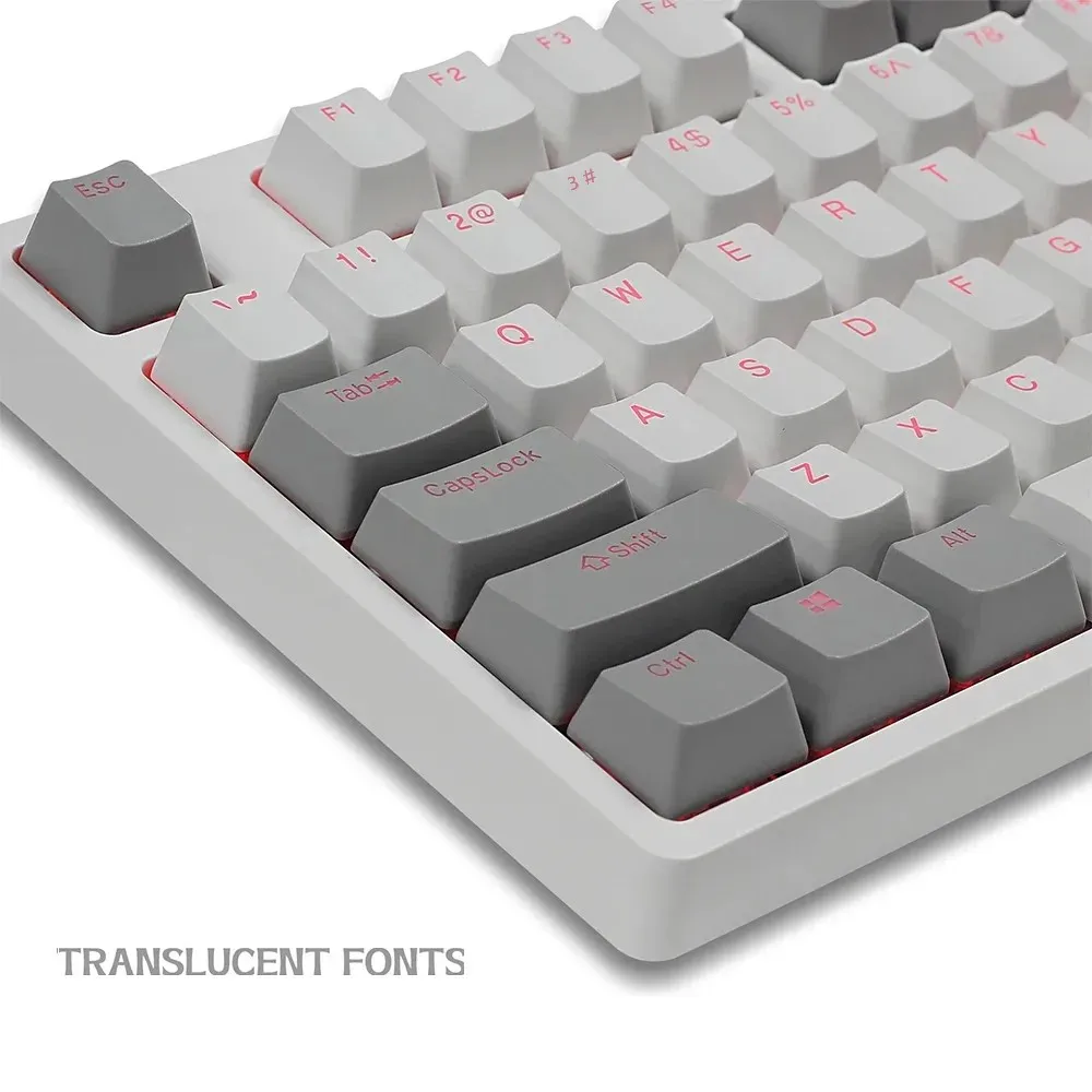 

Колпачки клавиш PBT для механической клавиатуры, набор полупрозрачных клавиш OEM-профиля для переключателей 61, 74, 87, 98, 104 108 MX, механическая клавиатура