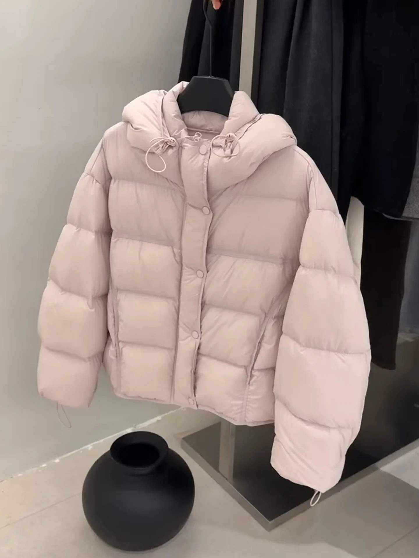 Pink ort Puff down Jaet femmes 2025 hiver nouveau Sle coréen Sle à capuche blanc Du vers le bas manteau chaud Thiened Polyester F...