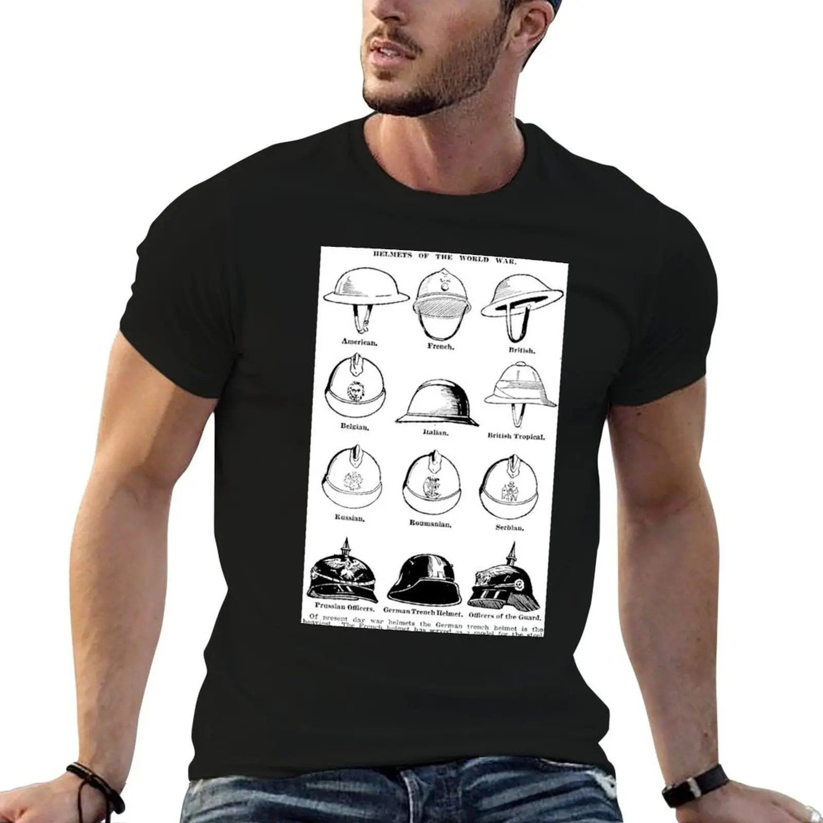 WWI Helmet Collage T-Shirt anime tshirt basketball graphic tees T-shirt men