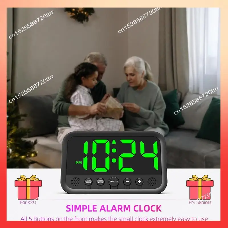 ساعة منبه رقمية ABNR لغرفة النوم، ساعة منبه عالية الصوت، ساعة مكتب كهربائية، منضدة مع غفوة حجم قابل للتعديل #2
