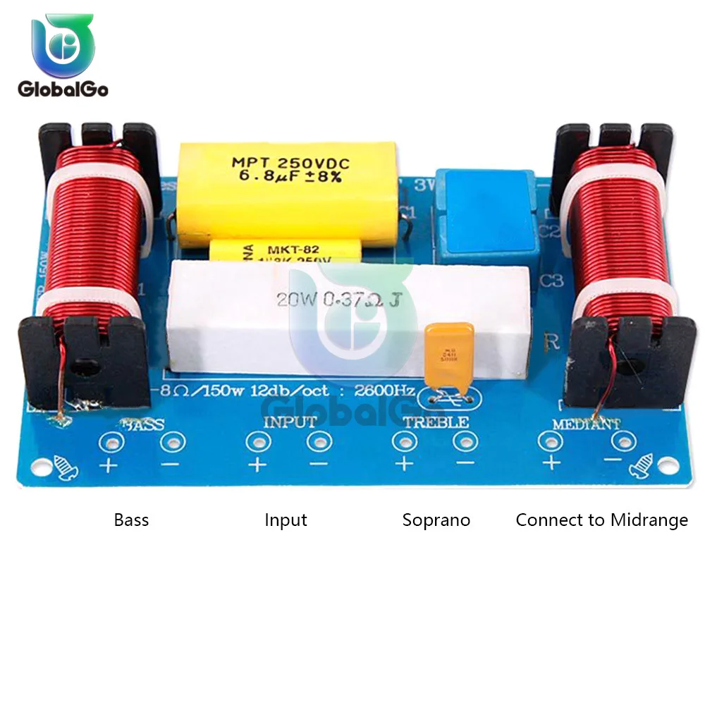 Speaker 3 Way Audio Frequency Divider Treble + Midrange + Bass Crossover Speakers Filter For 8Inch Speaker DIY