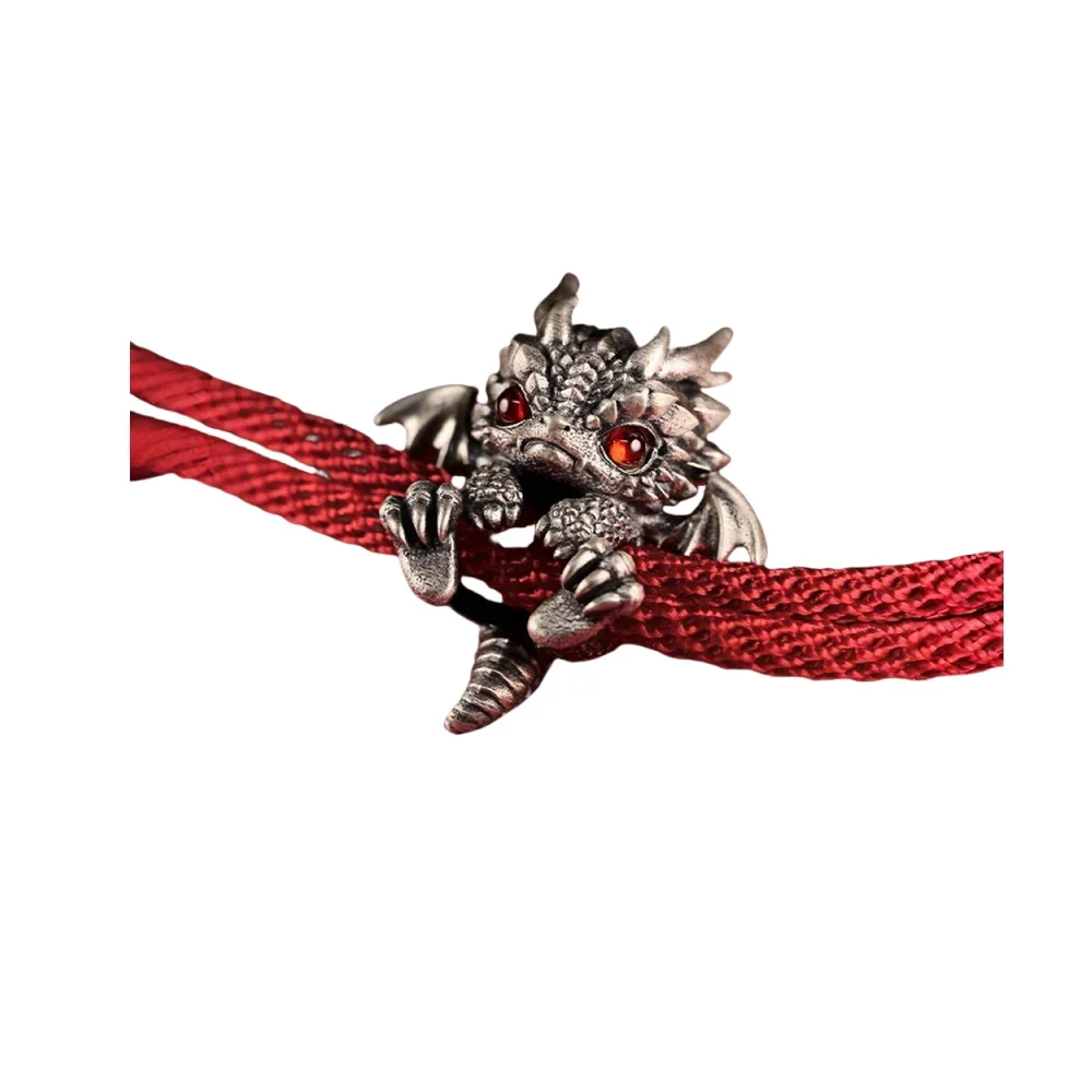 Vintage Red Rope Alloy Dragon Bracelet Bangle for Men Women Adjust Couple Bracelet This Animal Year Good Lucky Jewelry Gifts