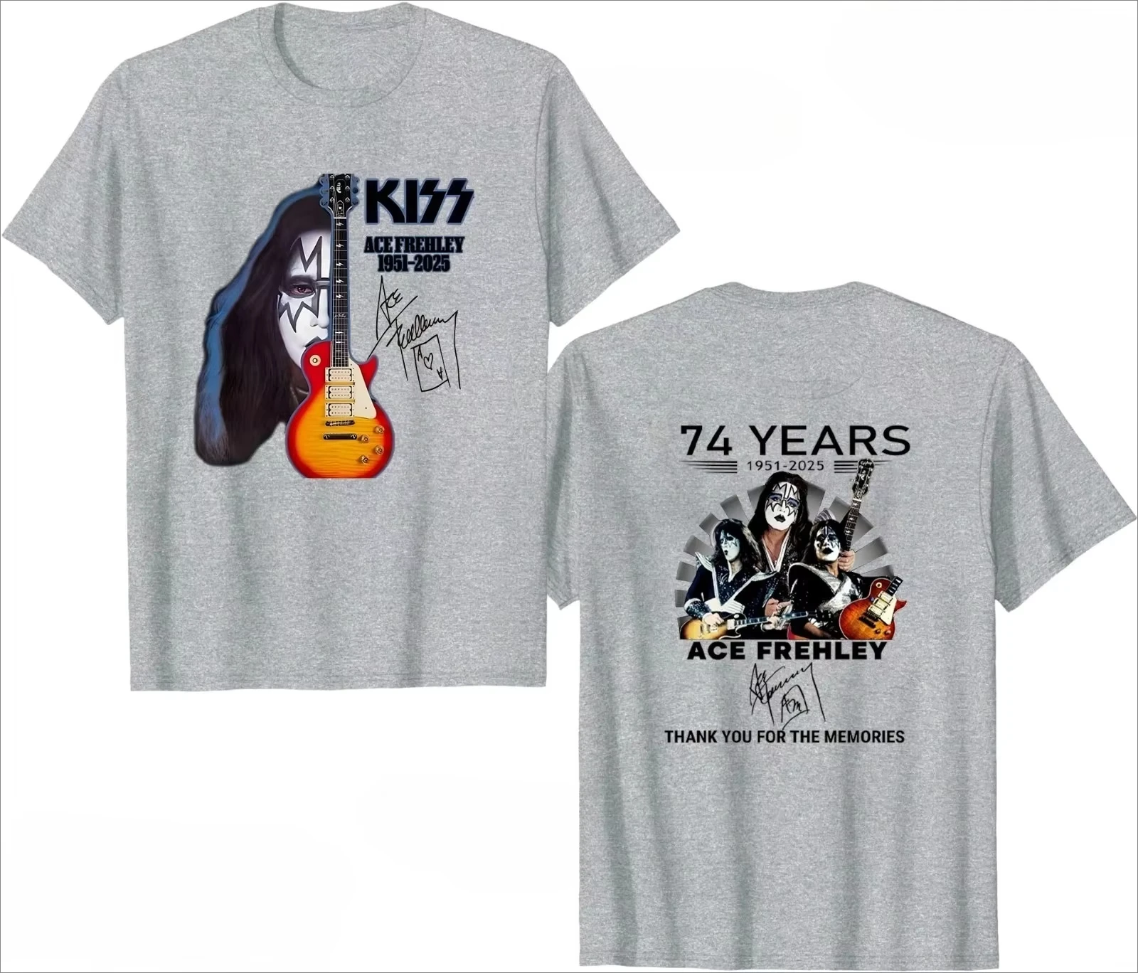 تي شيرت Ace Frehley Legendary 1951-2025 Memories Signature - متعدد الألوان S-3XL للرجال والنساء Y2k
