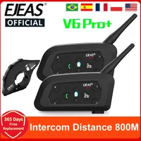 EJEAS V6 PRO +/PLUS casque de moto Bluetooth talkie-walkie 6 cavalier Distance 800 mètres étanche IP67 1