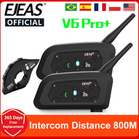 EJEAS V6 PRO+/PLUS Motorcycle Helmet Bluetooth Walkie Talkie 6 Rider Distance 800 Meters Waterproof IP67