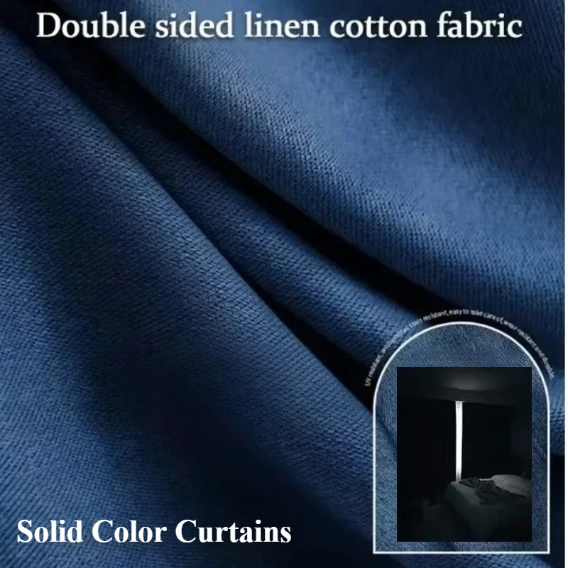 Modern Blackout Curtains for Living Dining Room Bedroom Window Double Sided Linen Cotton Sunshade Solid Color Curtains Customize