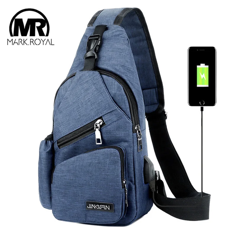 MARKROYAL Sports Fashion Rechargeable Messenger Bag Men Women Backpack Nylon Material Travel Weekend Bag Shoulder Bag Chest Bag