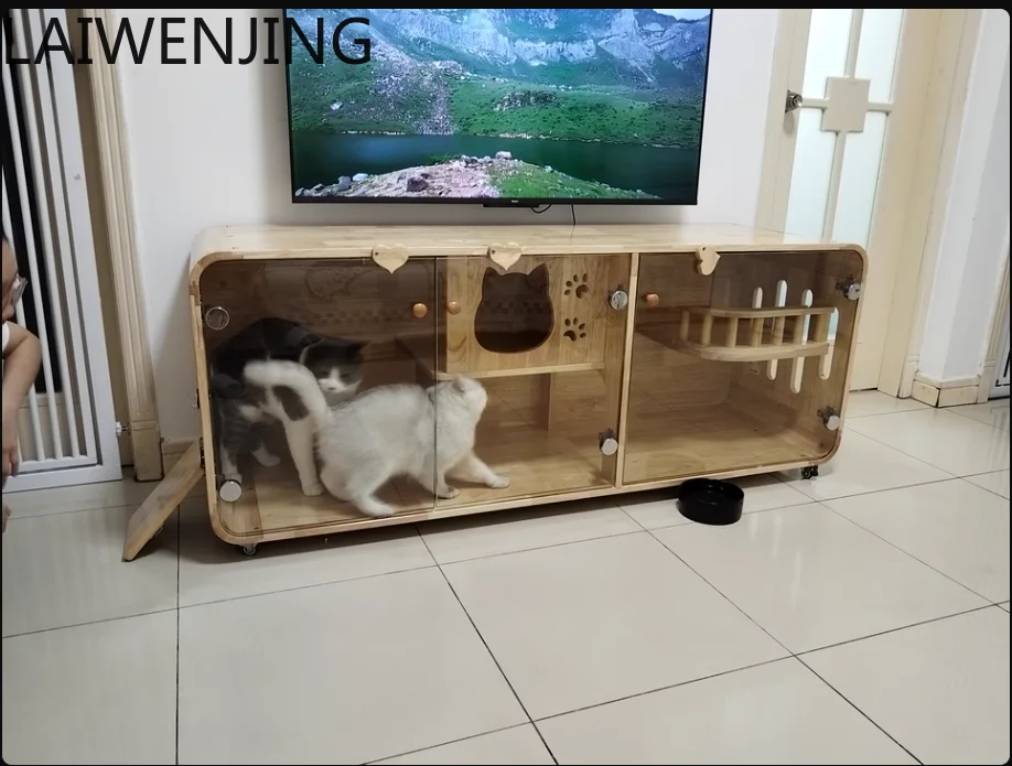 

SGF Cat Villa Solid Wood Cage Household Indoor TV Cabinet Cat House