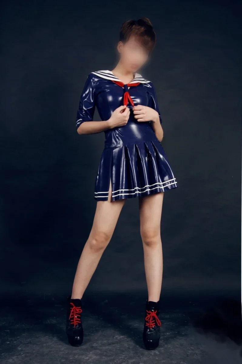 

costume party Latex Rubber Gummi Ganzanzug Sexy student uniform dress cosplay Party