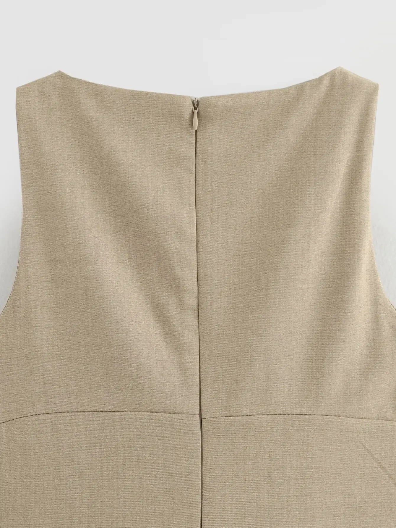 HH Damen Trendiges Ärmelloses Minikleid Schlankes Elegantes Partykleid für Wochenenden Sommer Urlaub Lässiges Strandkleid mit Rückenreißverschluss – Detail 10