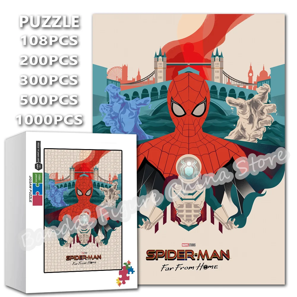 

Disney Superhero Jigsaw Puzzles Decompress Toys Spiderman: Far From Home Movies Print 108/200/300/500/1000 Pieces Puzzles