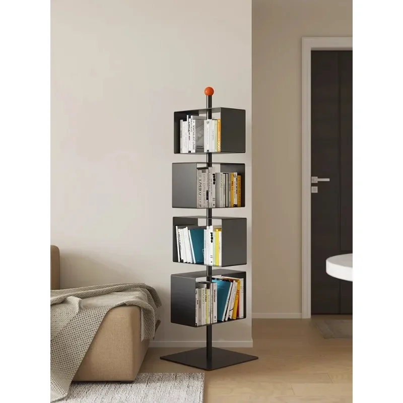 Creative multi-layer rotating book living room floor-to-ceiling picture book storage Corner shelf in study