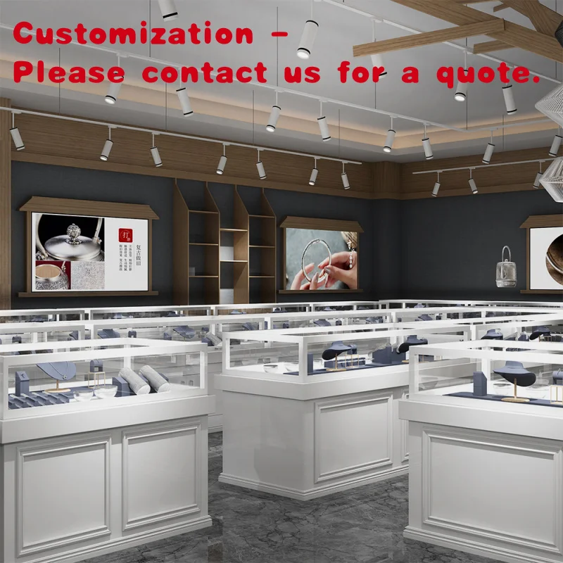 

Изготовленный на заказ. Высококачественный индивидуальный магазинный дизайн, белое дерево, светодиодная лента, прожектор, витрина для ювелирных изделий, витрина