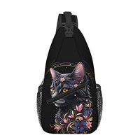Black Cat Pattern Small Chest Bag Men's and women's Best Gift 3D Cartoon Large Capacity Outdoor Sports Leisure Fashion