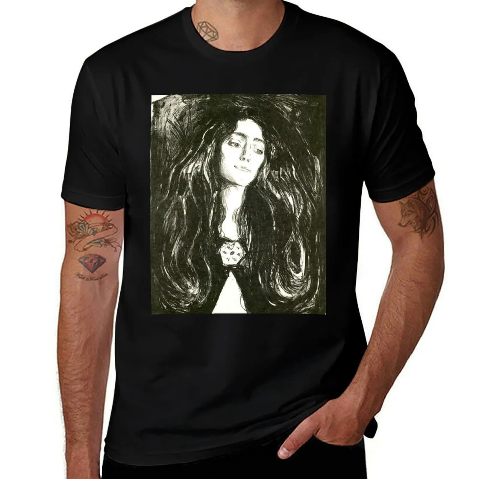

Edvard Munch - The Brooch. Eva Mudocci T-Shirt hippie clothes Clothing animal prinfor boys mens graphic t-shirts
