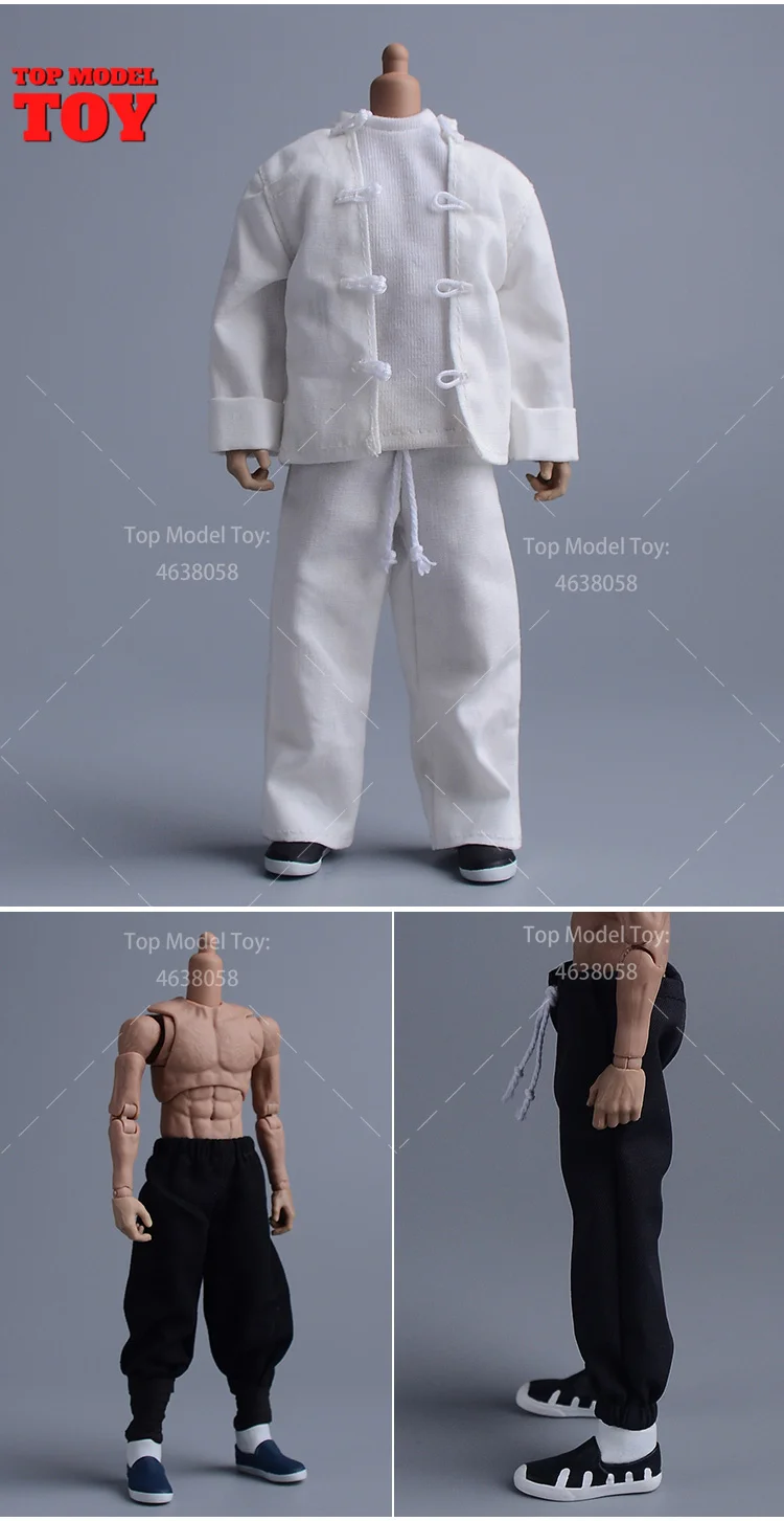 1/12スケール ヴィンテージカンフーシューズ Tシャツ パンツ スーツ 服 モデル 6インチ ロマンキー 男性兵士 アクションフィギュア ボディドール おもちゃ