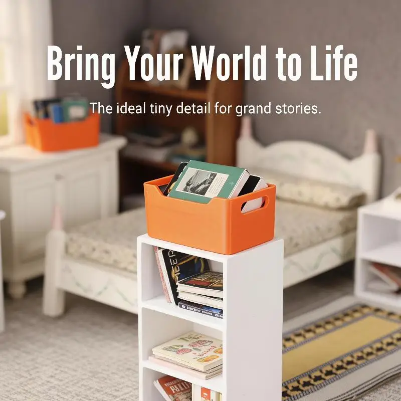 1/12 Miniature Stackable Storage Crates Assorted Plastic Bins for Dollhouse Bedroom Decor Kids Pretend Play Toys