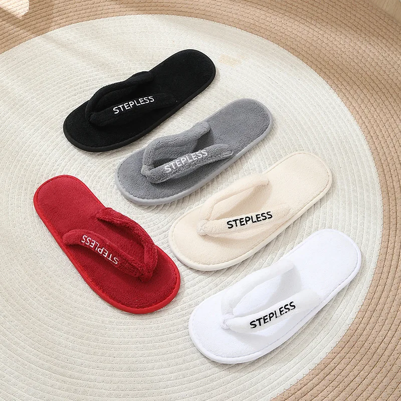 5pairs/Lot Plush Flip Flops Hotel Disposable Slippers Home Hospitality Customization Supported Cheap Guest SPA Vacation Slippers