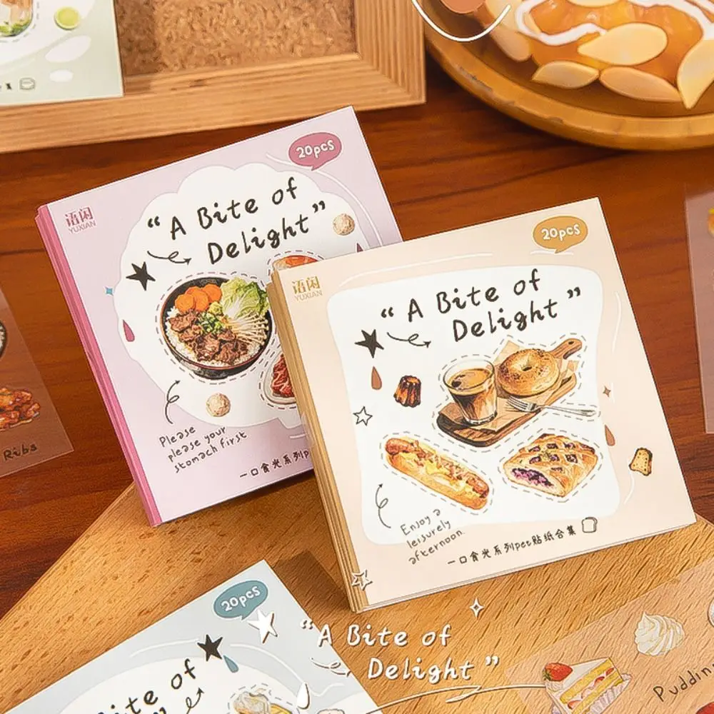 Cute 20 Sheets Sticker Book PET a Bite of Light Series Diary Sticker DIY Cartoon Scrapbook Sticker Journal Decoration