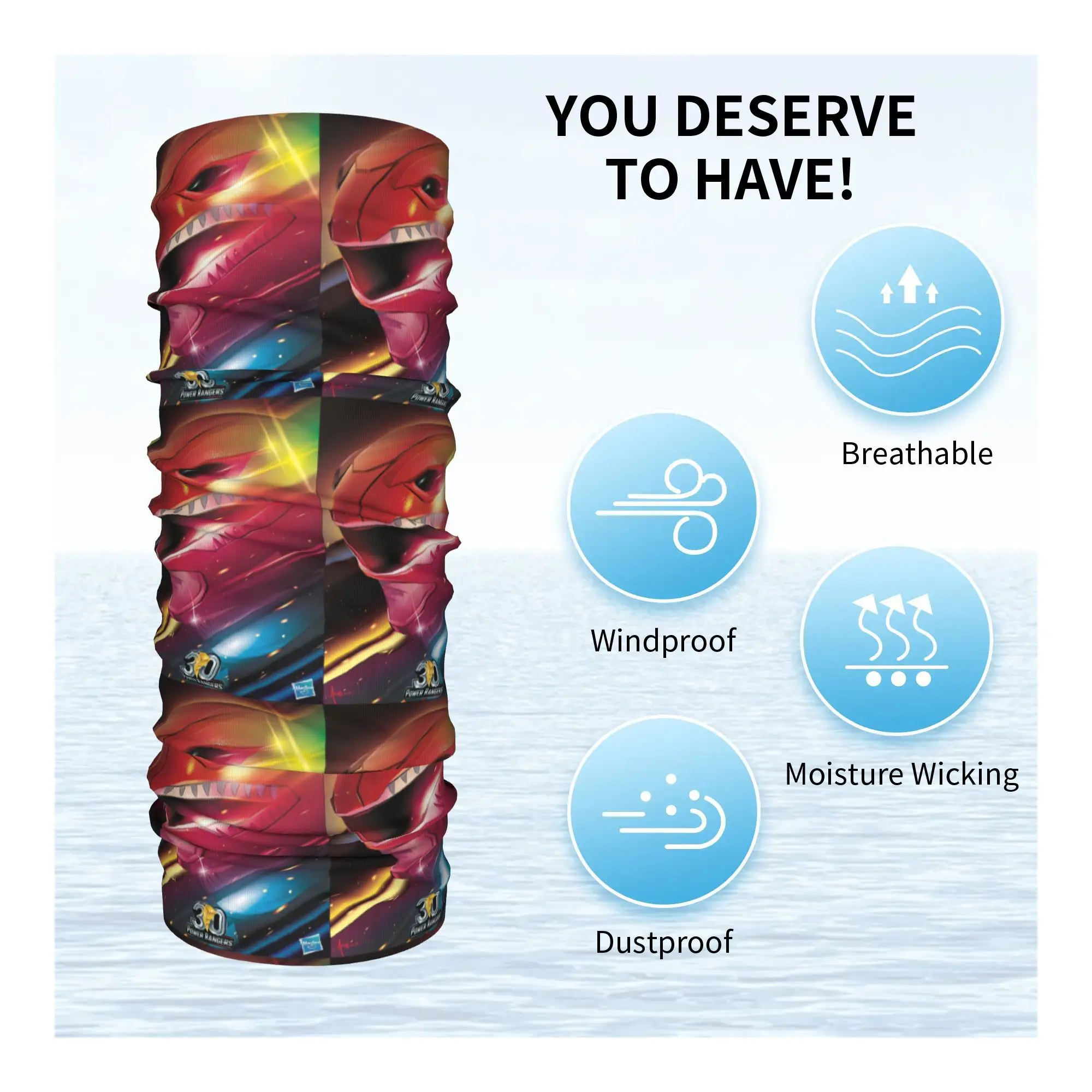 Mighty Morphin Power Ranger бандана на шею шарф с принтом теплая повязка на голову для верховой езды для мужчин женщин взрослых моющаяся
