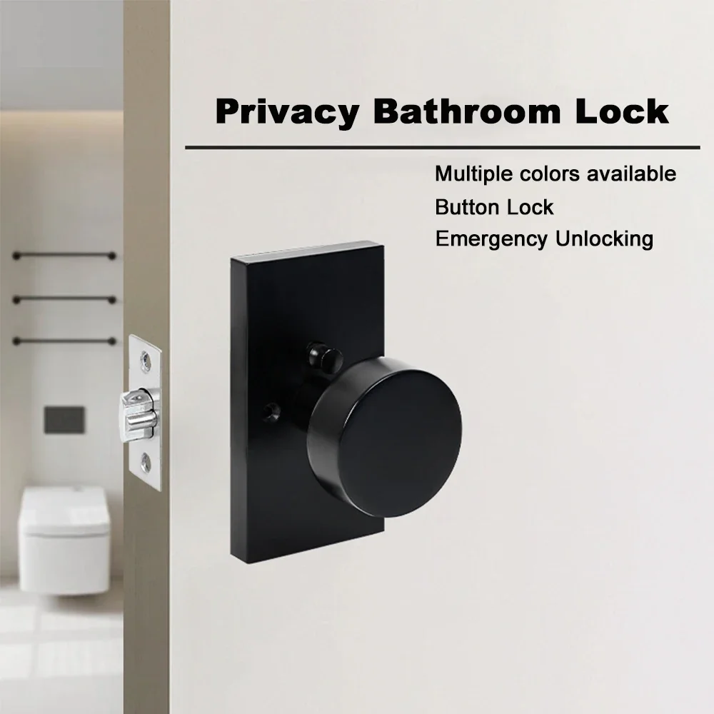 

No Key Three Poles Privacy Room Lock Equipped with Emergency Lock Hole Door Lock American Style Zinc Alloy Bathroom Lock
