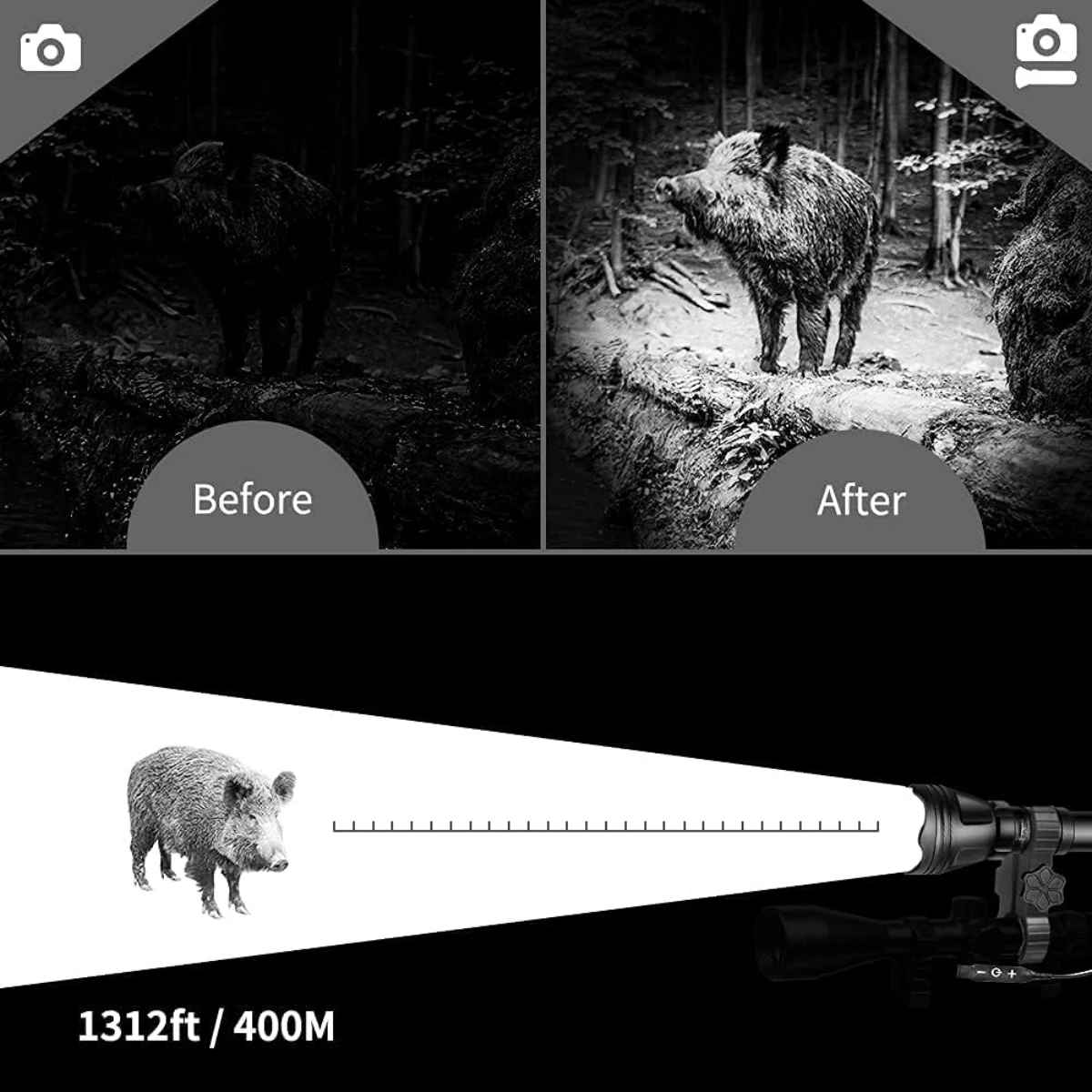 Odepro KL52 IR-Pro 850nm Infrared Light Professional Flashlight Hunting Coyote Hog Powerful Hunting Torch with Stepless Dimmer