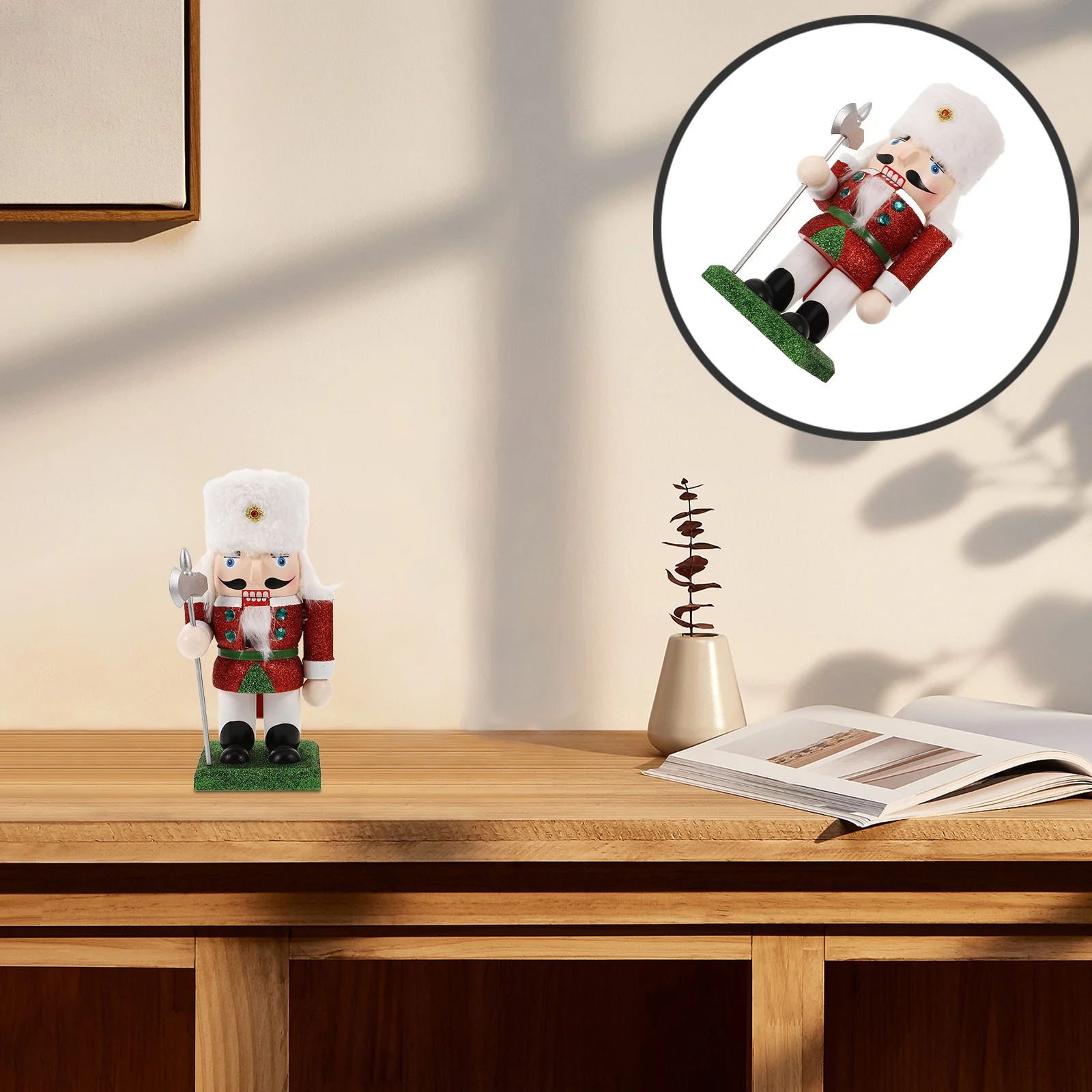 

Wood Traditional Nutcracker Soldier Christmas Decoration Glitter Colorful Holiday Table Decor Charming Nutcracker Christmas