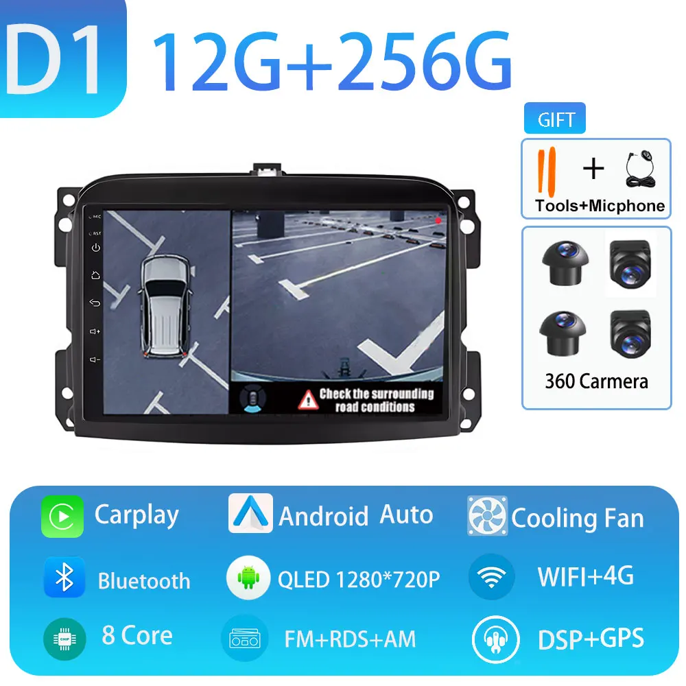 Android 15 voor Fiat 500L 2012-2018 Draadloze Carplay Stereo Scherm Autoradio GPS Navigatie Multimedia Speler 4G WIFI Head Unit