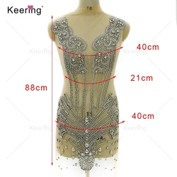 Big Crystal Rhinestone Applique WDP-434 Fashion Body Design for Prom Dress Hot Sale Glittering Fabric Decoration