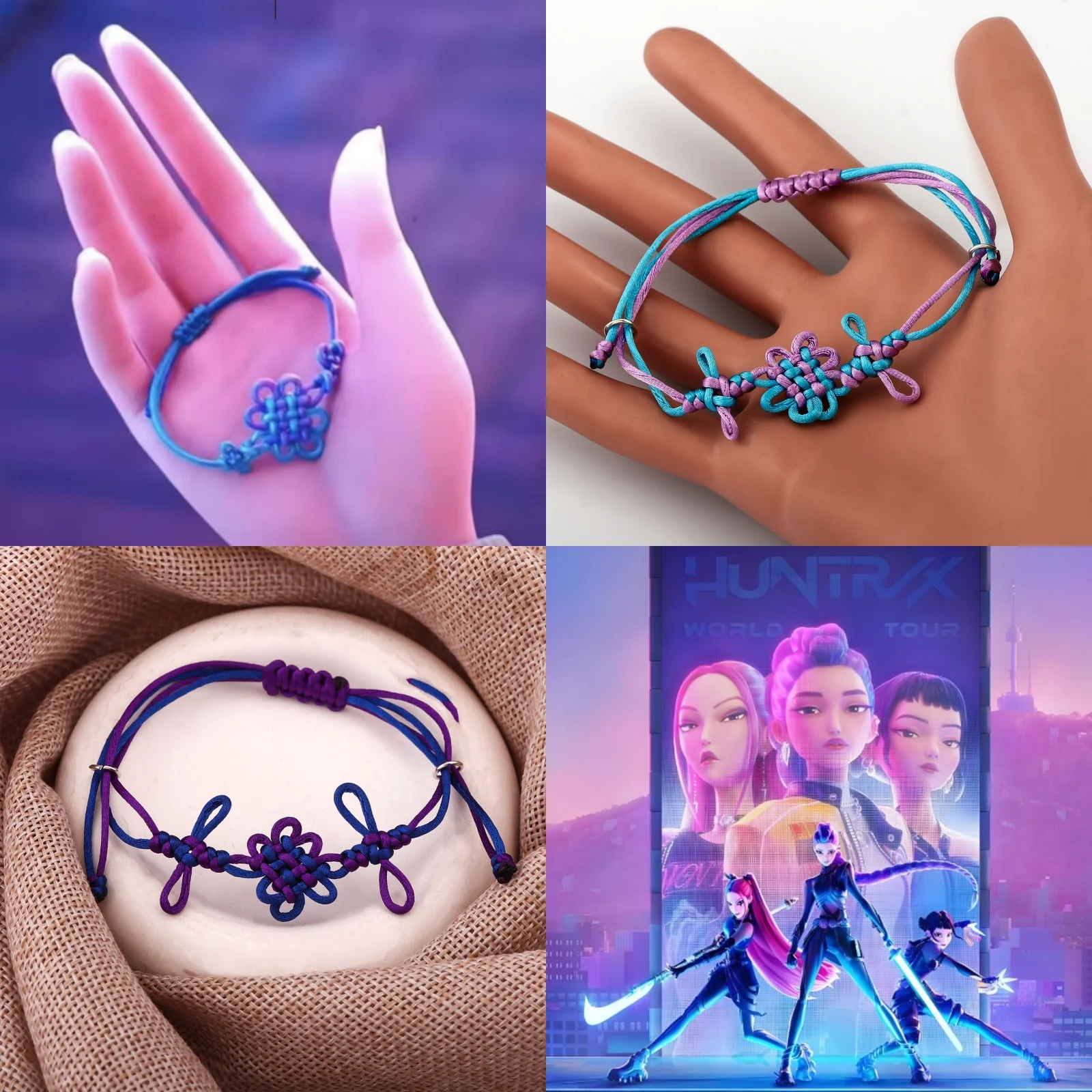 Anime KPop Demon Hunters HUNTR/X Rumi Cosplay Bracelet Woven Rope Chain Pendant Unisex Bracelets Jewelry Accessories