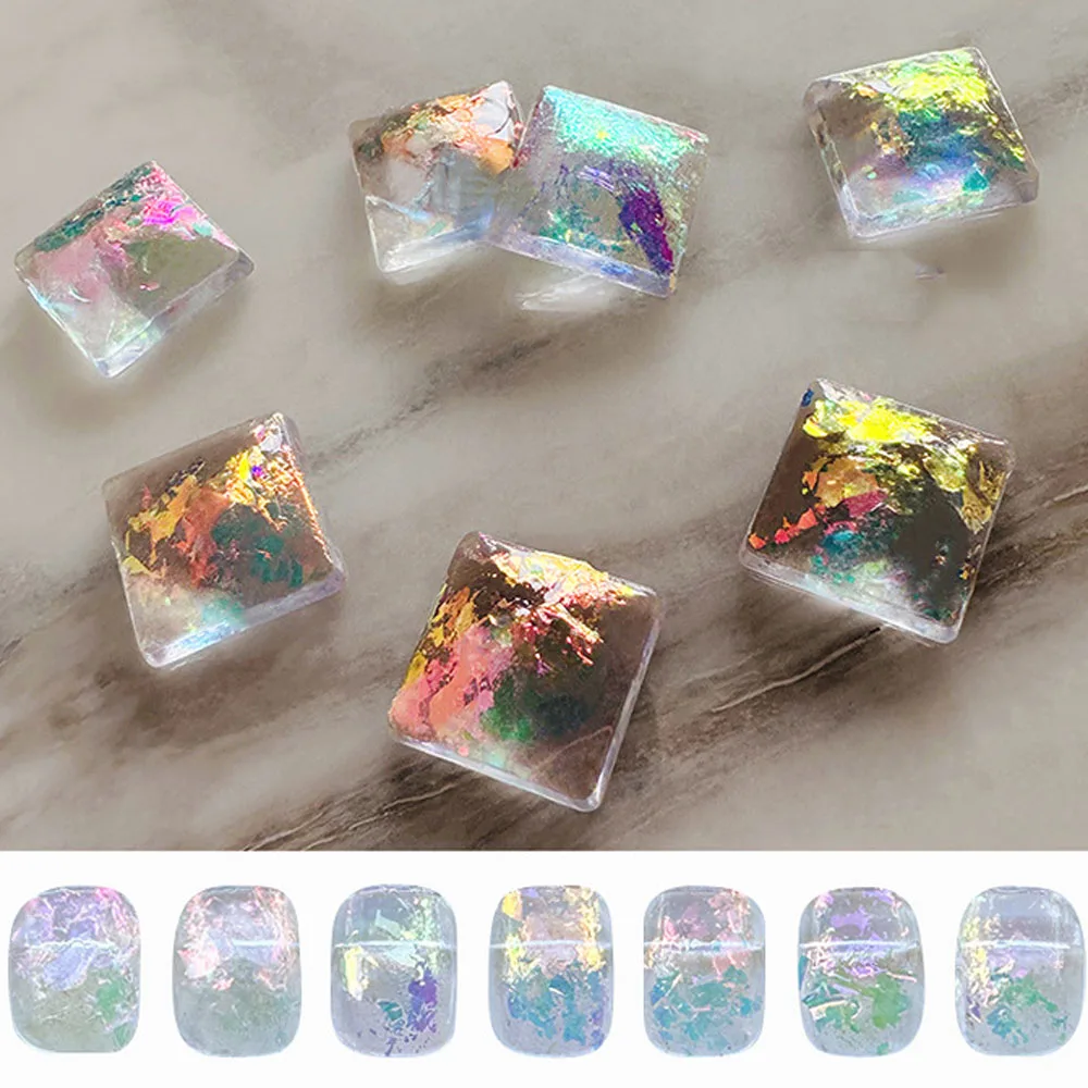 1 tarro Aurora ópalo brillo polvo 7 colores nube brocado copos polarizados brillante iridiscente nieve terciopelo brillo Nail Art polvo