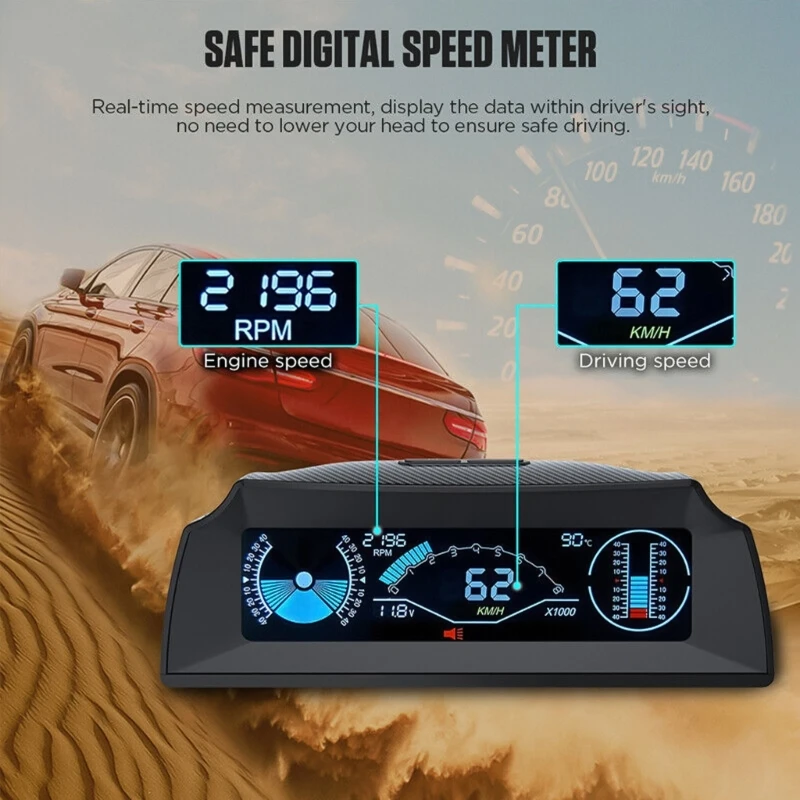 2024 New Car OBD Multifunction Gauge Universal Digital Speedometer HUD Head-Up Slope Display High  Vehicle Accessories