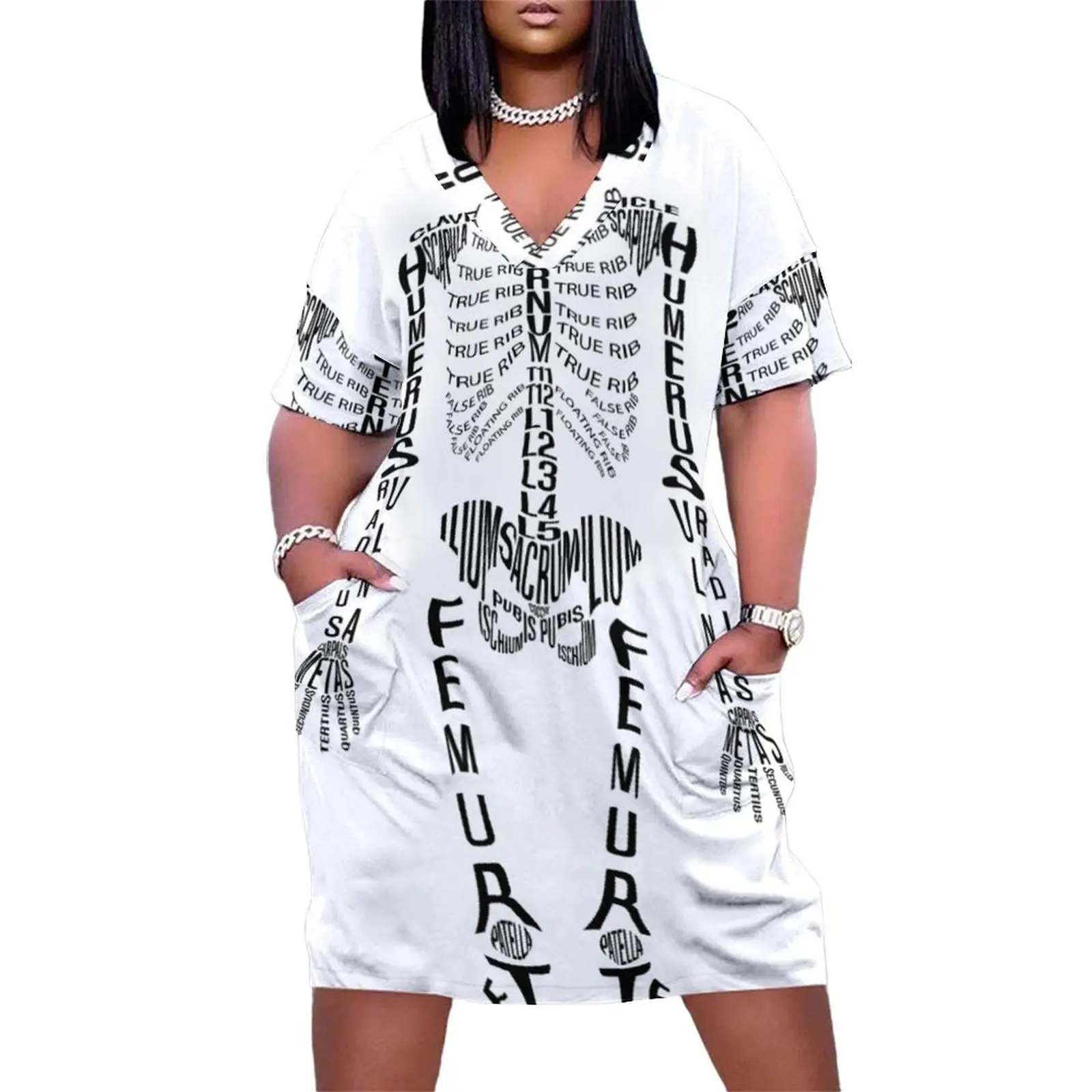 Typographical Skeleton Loose Pocket Dress summer dress for women 2024 women long dresses luxury evening dresses for women 2024