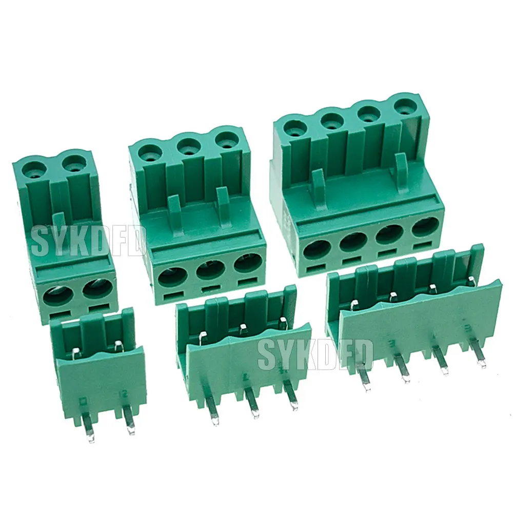 10Sets 2EDG 2/3/4/5/6/7/8/9 Pin Screw Terminal Block Connector 5.08mm Pitch Plug Bent Pin Header Socket For Pcb 2p 3p 4p