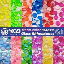 VDD SS6-SS30 Neon-color Glass Rhinestones Crystal Flatback Glitter Strass Stones For Nail Art Accessories DIY Crafts Decorations