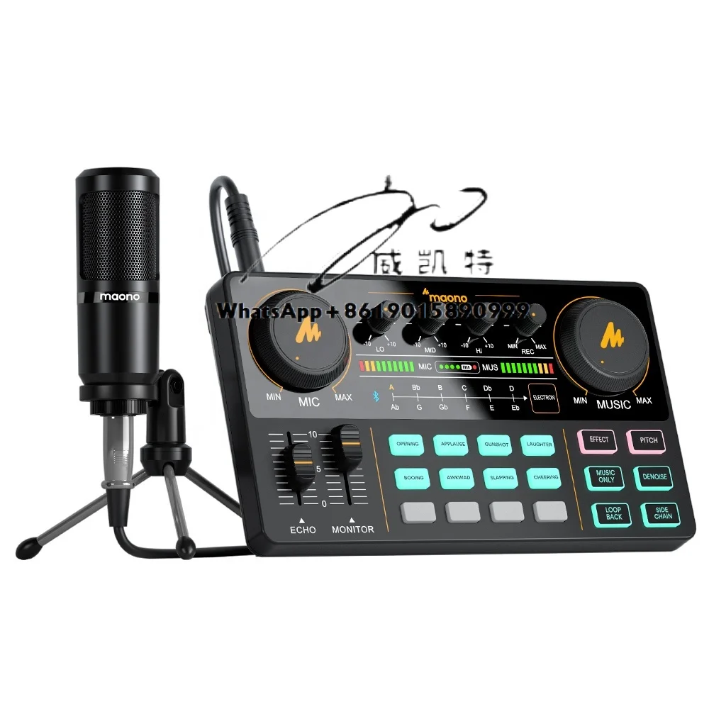 MAONOCASTER Professional Condenser Record Studio Microphone With Audio Sound Card and Mixer Headphone Podcast Equipment Bundles