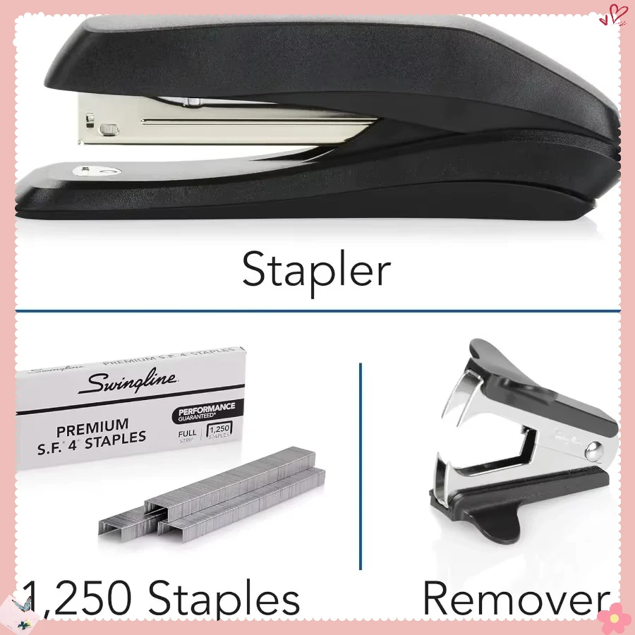 무료 스테이플러 세트: 스테이플러 6개 & 스테이플 제거기, 사무실, 학교, 가정 책상 정리용 스테이플 1250개 (교사, 학생용)