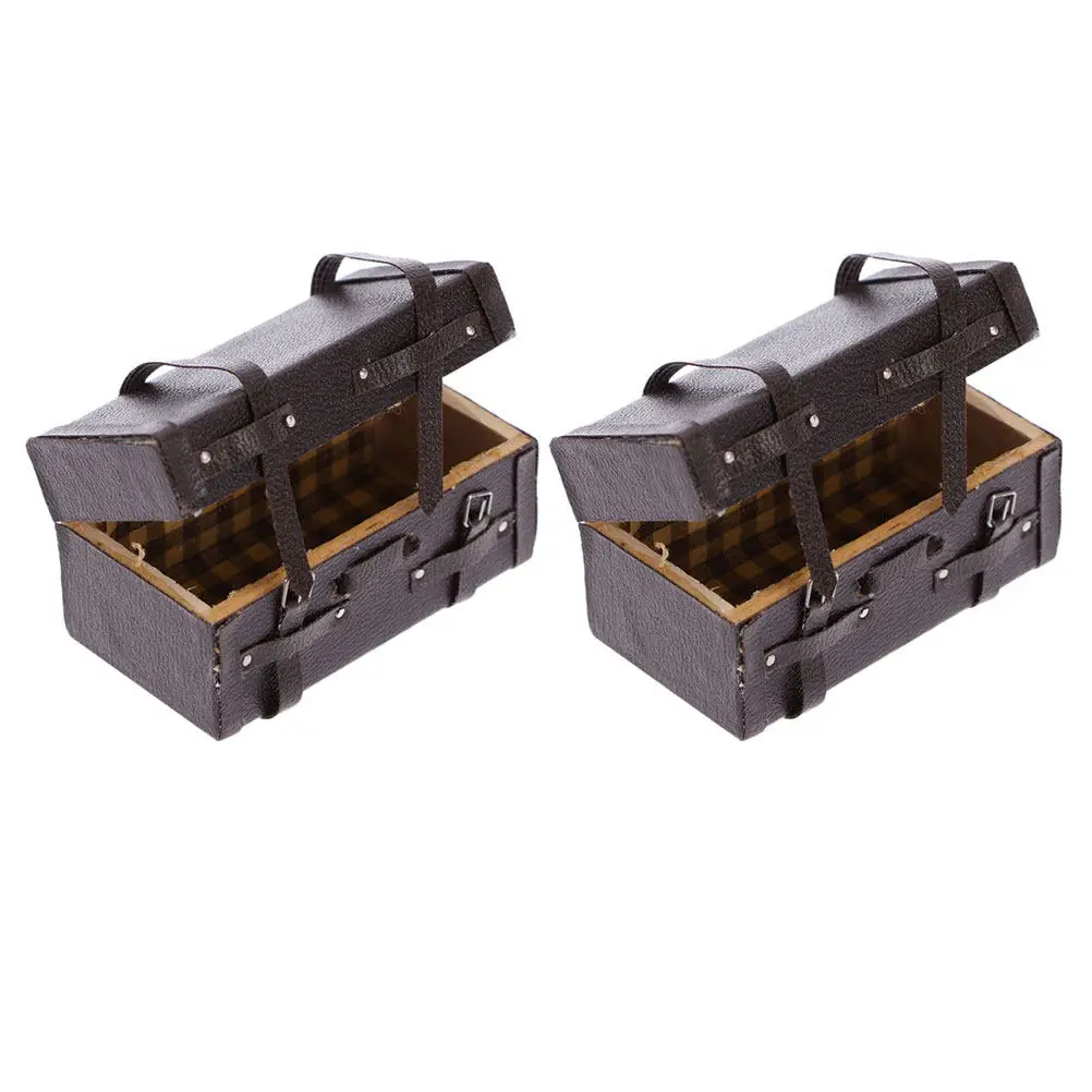 

2Pcs Miniature Furniture Wooden Suitcase for Mini House Ornament DIY Interior Design Props Educational Craft Supply