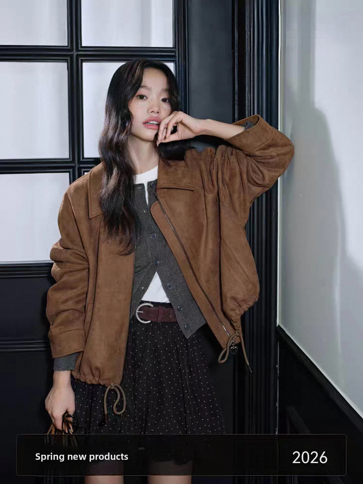 

Retro Brown Collar Suede Jaet ort Loose Long Sve Women's Casual Spring Autumn New Sle Commute Sle Pure Color