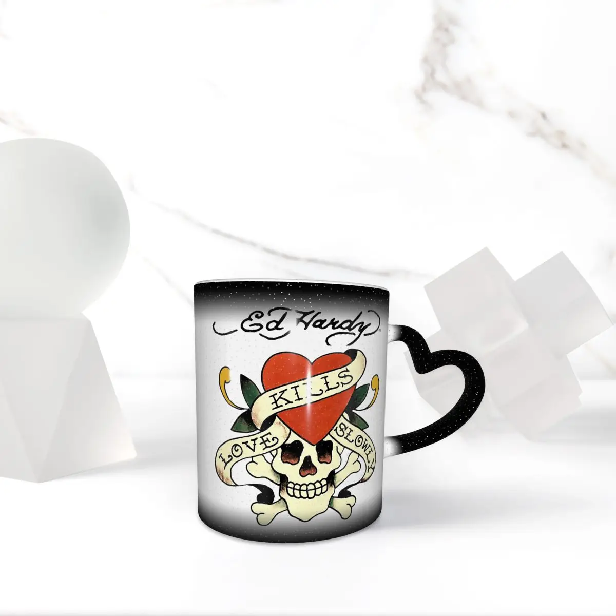 Ed Hardy Love Kills Slowly Mug Funny Ceramic Coffee Cups Tea Mugs Milk Cup Drinkware Gifts for Friends