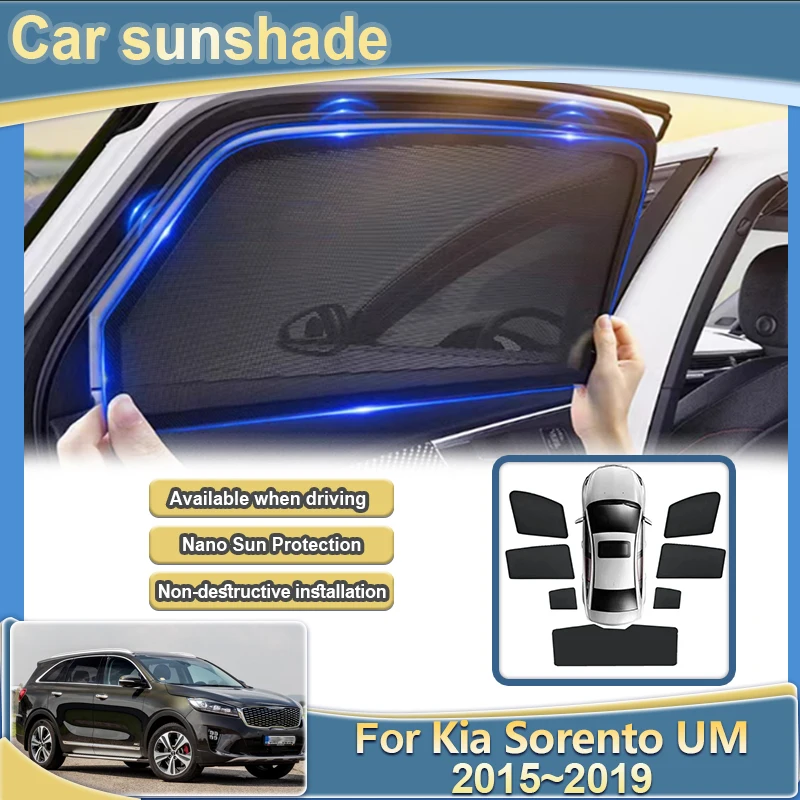 

Для Kia Sorento UM MK3 аксессуары 2015 2016 2017 2018 2019 автомобильная сетка для окон, солнцезащитная штора, блокирующая УФ-излучение, теплоизоляционные козырьки